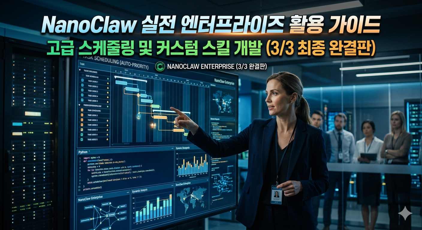 NanoClaw 실전 엔터프라이즈 활용 가이드 고급 스케줄링 및 커스텀 스킬 개발 메인 이미지