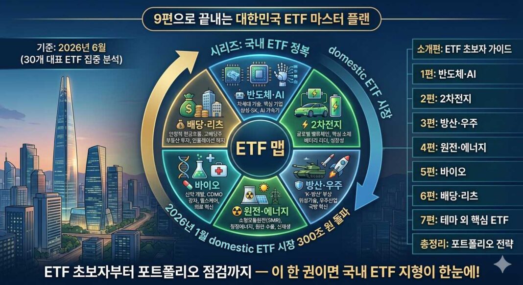 300조 원을 돌파한 대한민국 ETF 시장 트렌드와 구조적 성장 섹터 인포그래픽